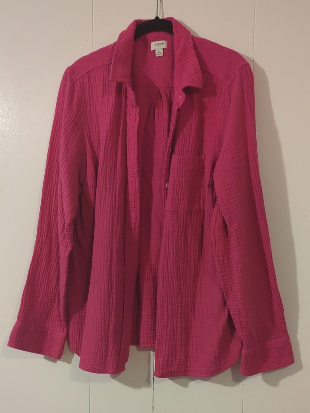 J. Crew Bright Pink Gauze Button-Down Shirt